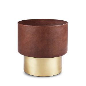 The Drum 復古皮革黃銅圓邊几