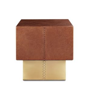 The Drum 復古皮革黃銅方邊几