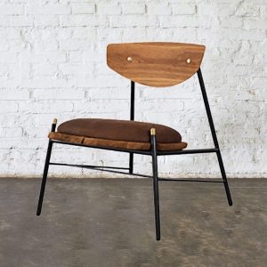 Kink 煙燻橡木皮革休閒椅 (棕色)