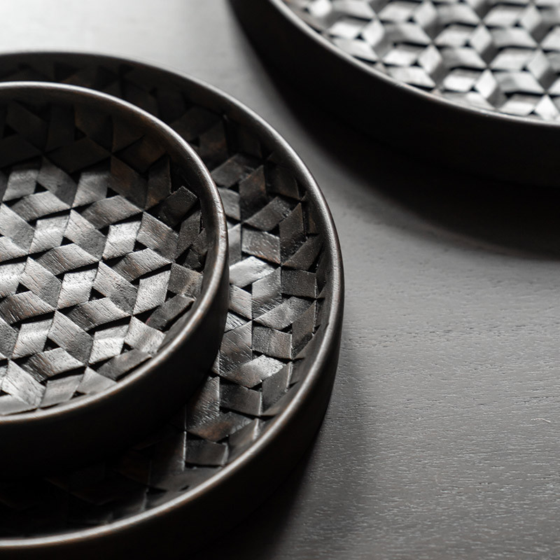 Tampa 桃花心木置物盤 (一组三件)