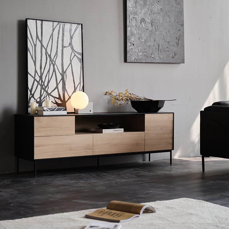 Blackbird 二門二抽屜黑色邊框電視櫃／邊櫃