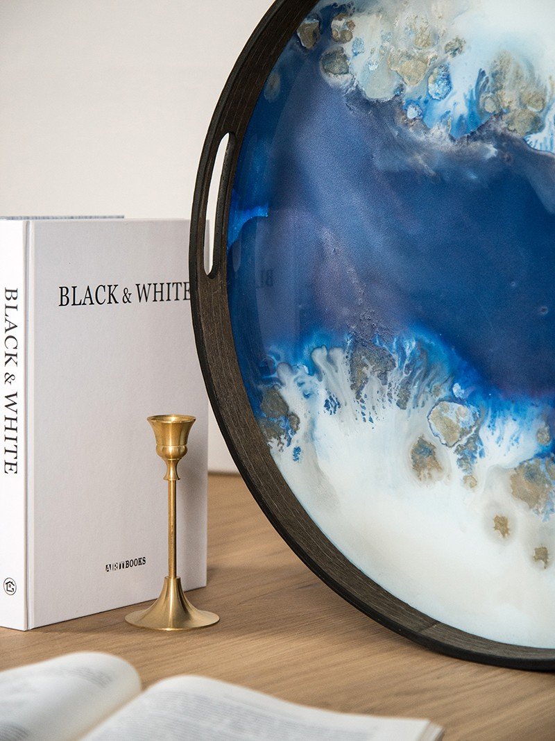 流動薄霧天青玻璃托盤