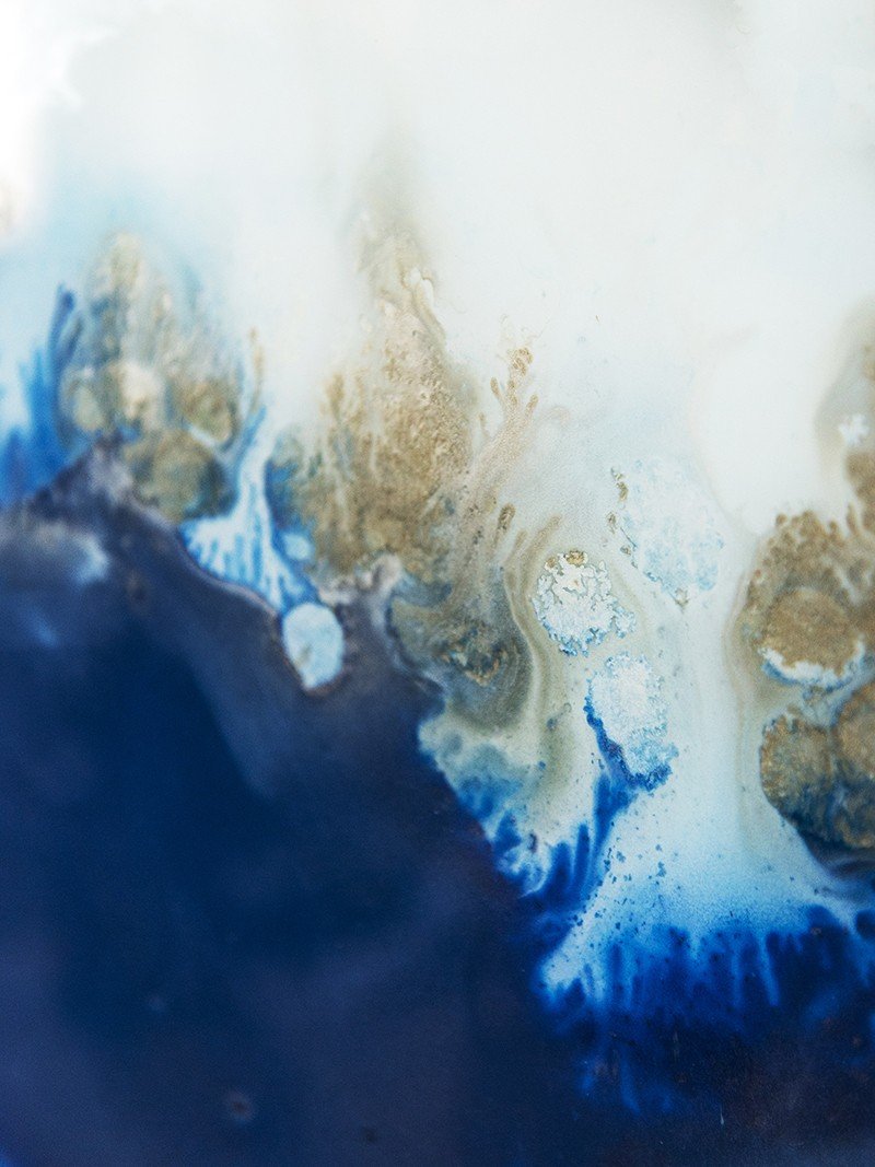 流動薄霧天青玻璃托盤