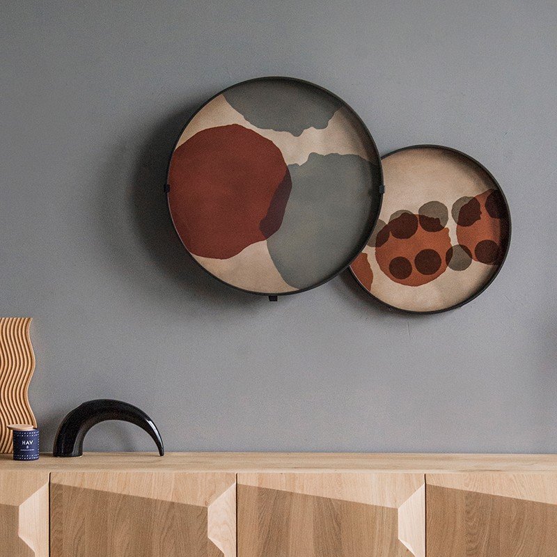 筆墨暈染酒红玻璃托盤