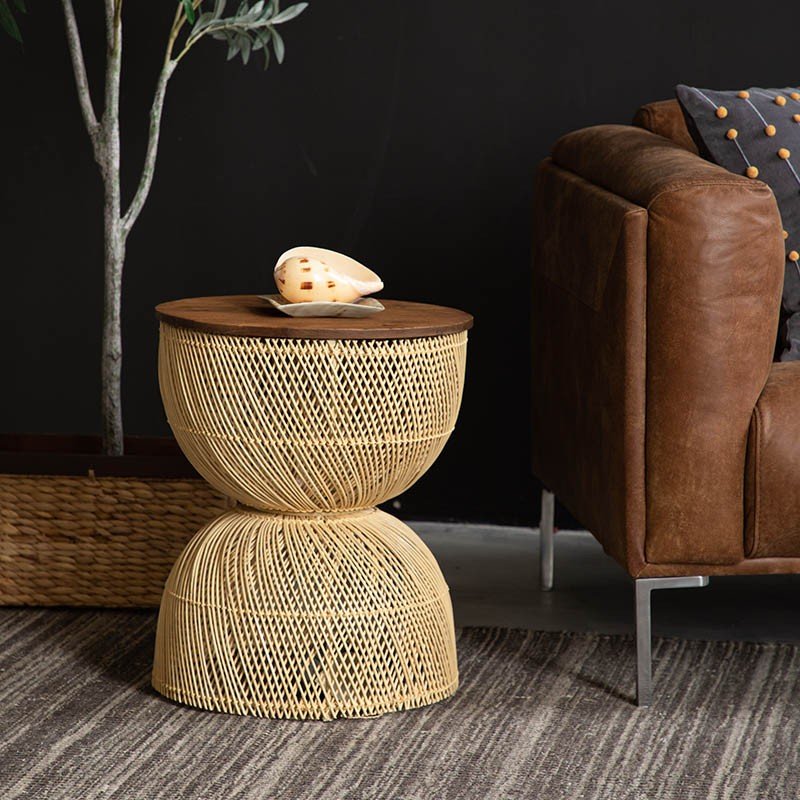 Wave 手工編織藤邊几