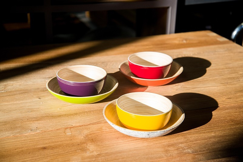 天然手工竹製餐盤(M) - 無底腳