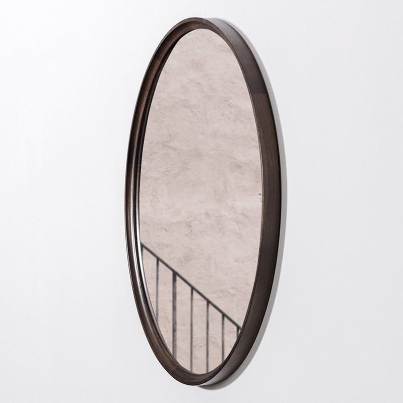 栗黑橡木圓鏡