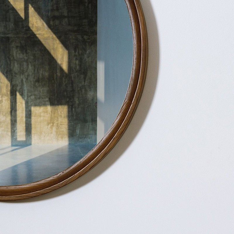 煙燻橡木圓鏡