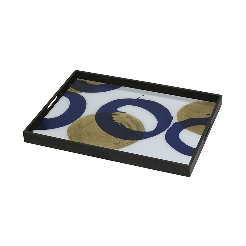 抽象光暈清晨玻璃方托盤