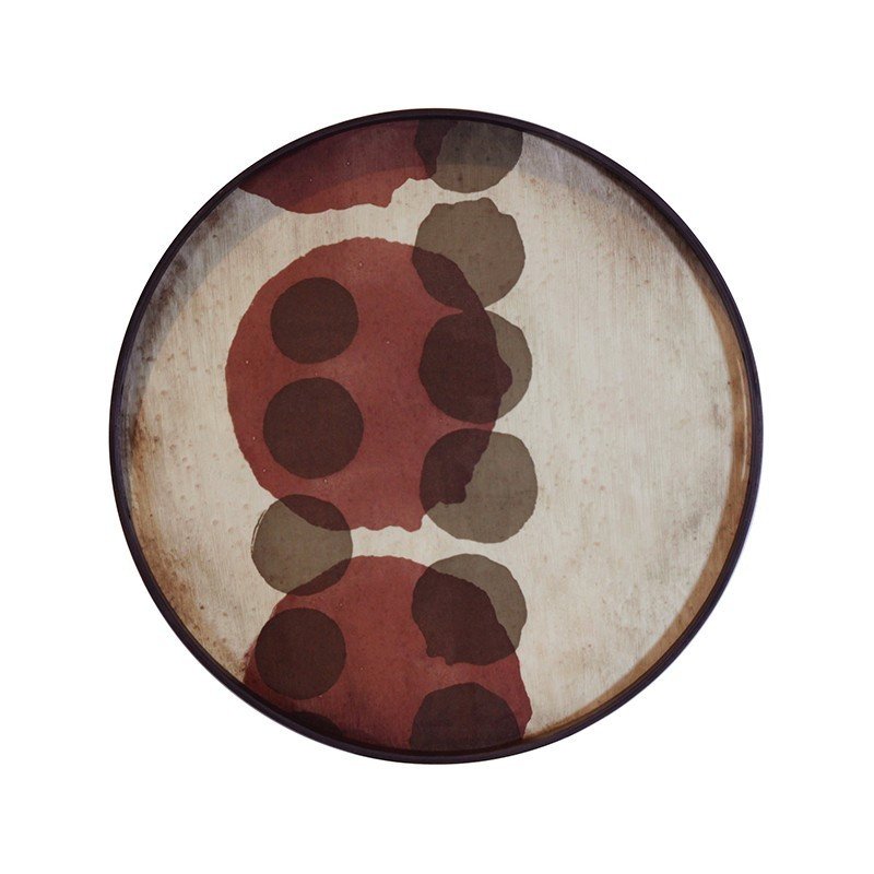 筆墨暈染酒红玻璃托盤