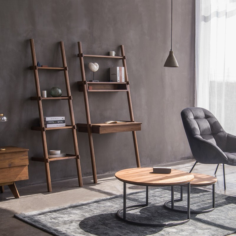 Simply City 階梯書桌層架 - 柚木款